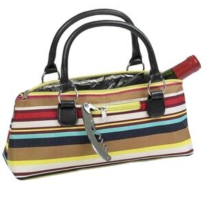 Primeware Nautical Stripe Insulated Single Bottle Wine Clutch NWT